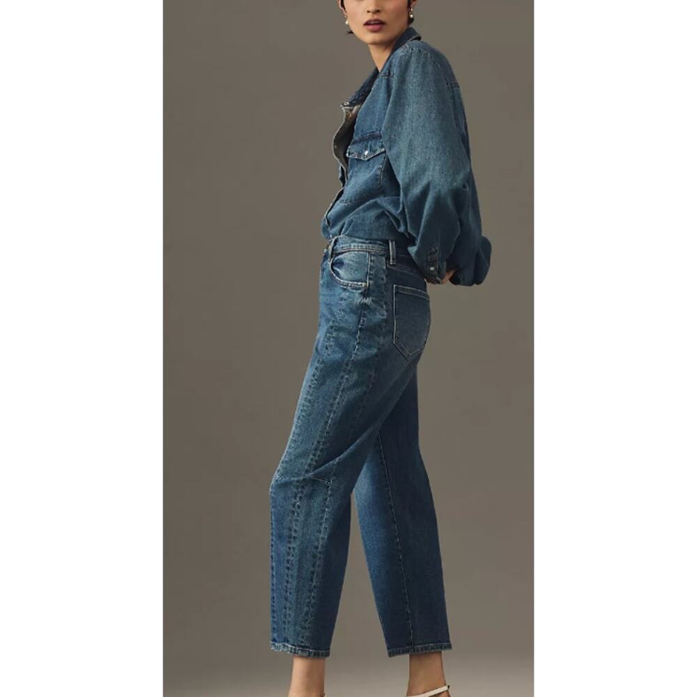 Pistola Anthropologie High Rise Barrel Denim Jeans Dark Wash Blue Size 26 NEW